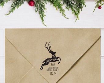 Reindeer return address stamp, Self-inking or wood stamp, Holiday Theme Large Address Stamp, Reindeer style 100 - Lovely Little Party