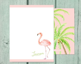 Flamingo Stationery, Kids Stationery, Adult Stationery, Flamingo Personalized Notecards, Girl Birthday Gift - Lovely Little Party