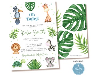 Instant Download - Safari Baby Shower Invitation - Gender Neutral Baby Shower - Instant Download - Lovely Little Party - 103ID