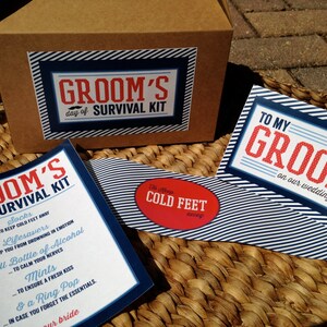 PRINTED Groom's Day of Survival Kit 4 Piece Set - Etsy