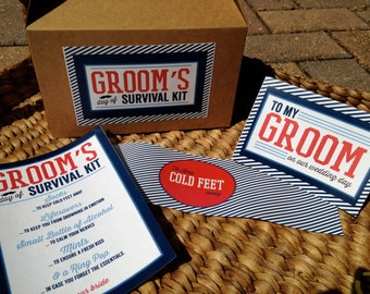 PRINTED Groom's Day of Survival Kit - 4 piece set