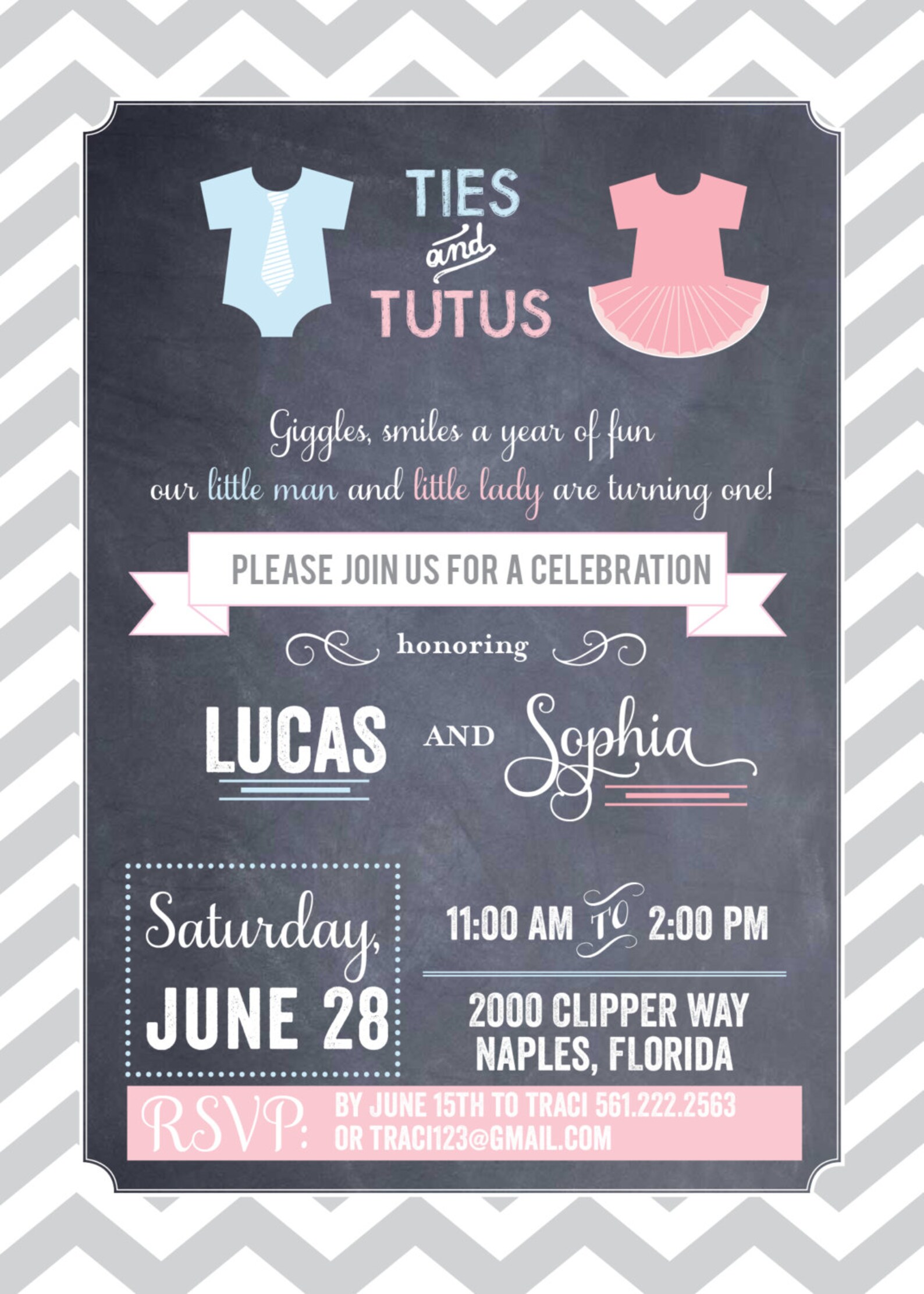 DIY Ties & Tutus Birthday Invitation Kit Invite AND Thank Etsy