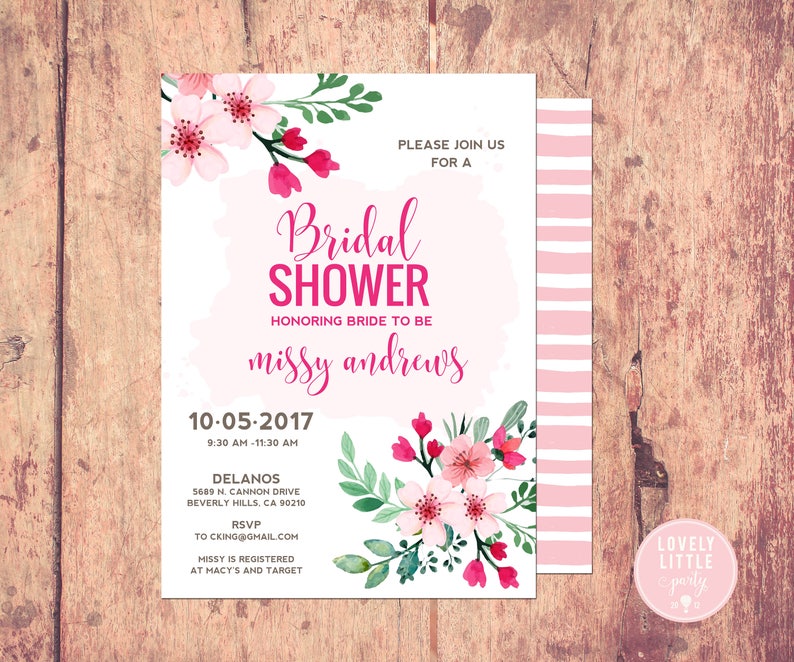 floral bridal shower Invitation Lovely Little Party bridal shower bridal shower invitation