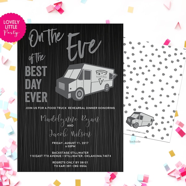 Food Truck Rehearsal Dinner Invitation, Fun Rehearsal, Food Truck Invitation, Wedding Rehearsal Dinner- Lovely Little Party