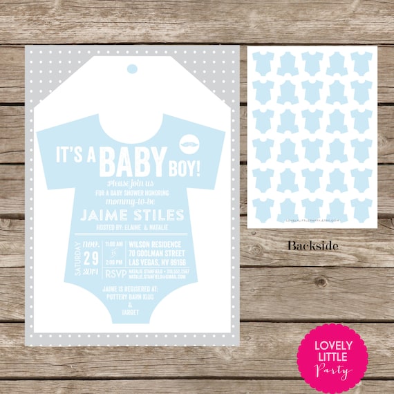 Printable Onesie themed Boy Baby Shower Invitation Lovely | Etsy