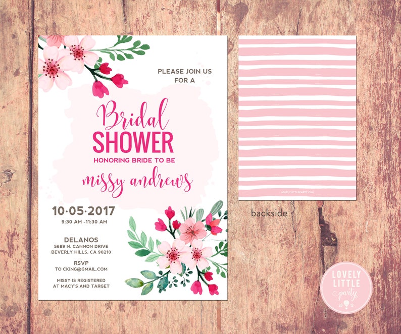 floral bridal shower Invitation Lovely Little Party bridal shower bridal shower invitation