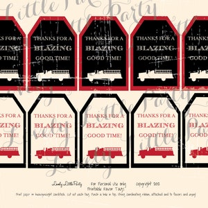 Printable Fireman Party Favor Tags - LOVELY LITTLE PARTY - Etsy