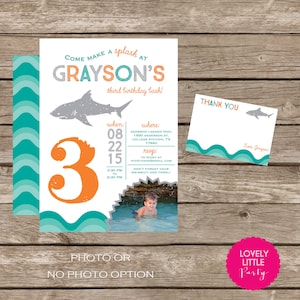 DIY Printable Hai Geburtstagseinladung Kit - Invite AND Thank You Card inklusive