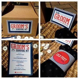 PRINTED Groom's Day of Survival Kit 4 Piece Set - Etsy
