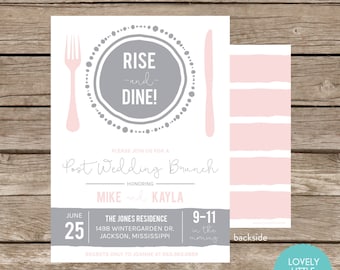 RISE and DINE Post Wedding Breakfast/Brunch Invitation - Celebrate the Plate Collection -  Lovely Little Party