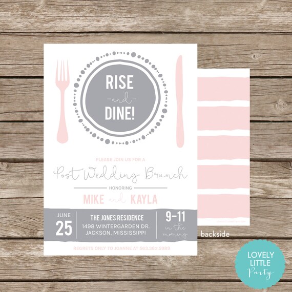 RISE and DINE Post Wedding Breakfast/brunch Invitation