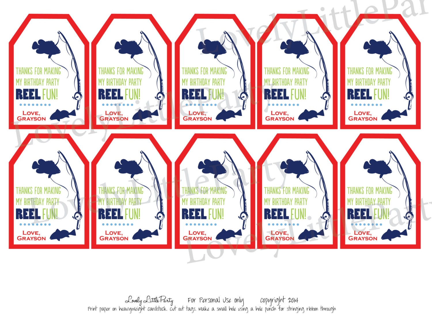 DIY Printable Fish Party Themed Favor Tags Lovely Little Etsy