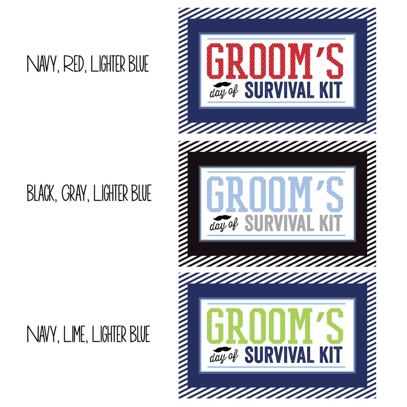 PRINTED Groom's Day of Survival Kit 4 Piece Set | Etsy