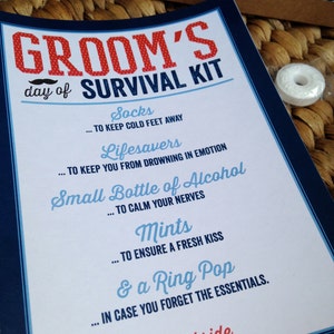 PRINTED Groom's Day of Survival Kit 4 Piece Set - Etsy
