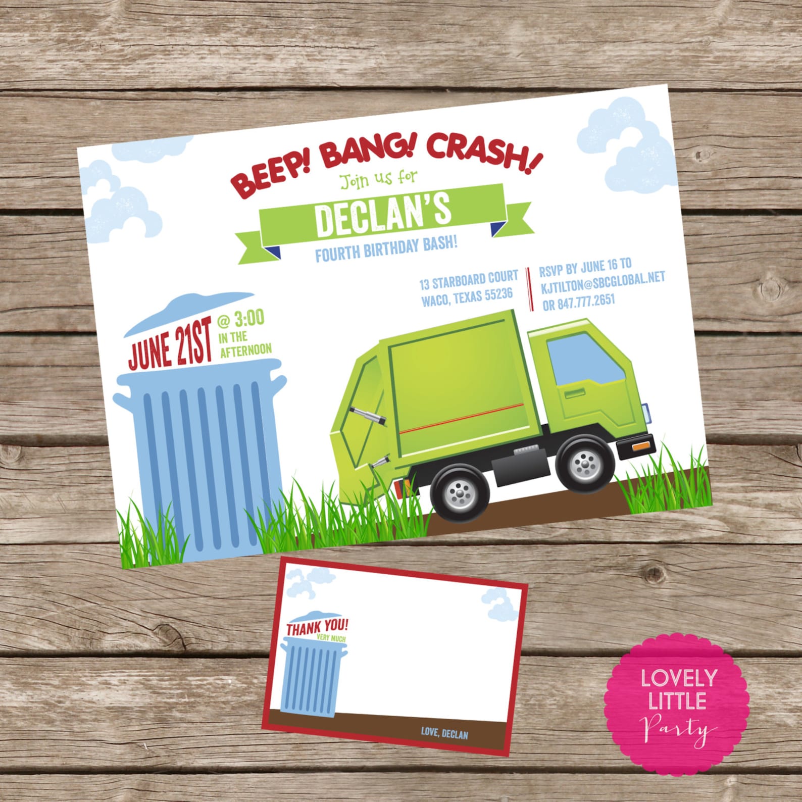 DIY Printable Garbage Truck Birthday Invitation Kit Invite - Etsy