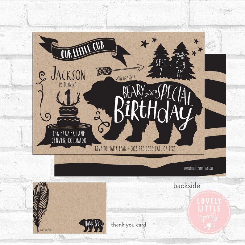Cubbies Invite Little Cub, Little Bear Birthday Invitation Kit - Invite AND Thank You ...