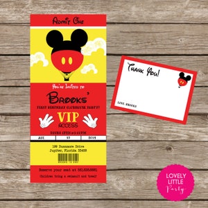 Kit di invito ispirato a Topolino stampabile fai-da-te - Invito E biglietto di ringraziamento inclusi