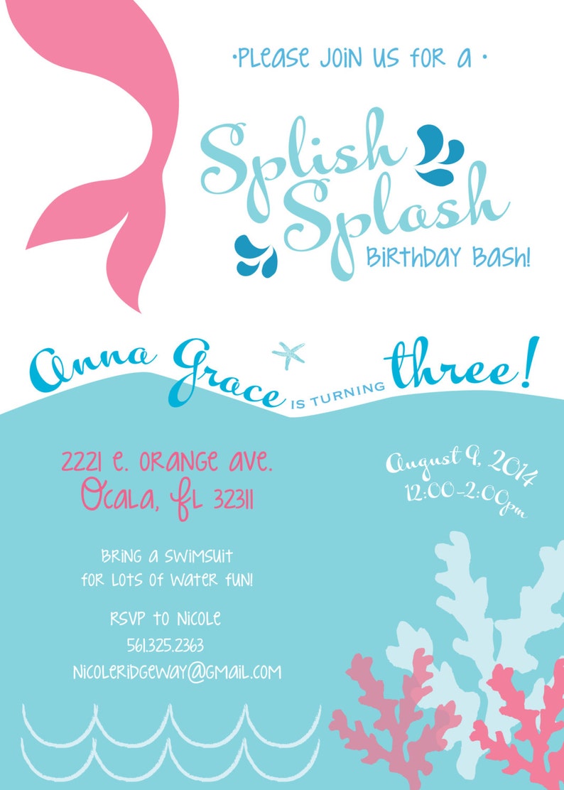 DIY Splish Splash Birthday Invitation Kit Invite AND Thank You Card included image 2