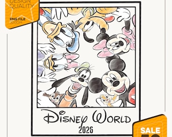 Disneyworld Vintage 2026 PNG / Download digitale coordinato per la famiglia WDW in stile retrò / Design per sublimazione a tema vacanza Disney con Topolino