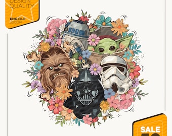 PNG de espacio floral / Diseño de personajes galácticos adorables / Estética retro de ciencia ficción / Gráfico para amantes del espacio / Descarga digital