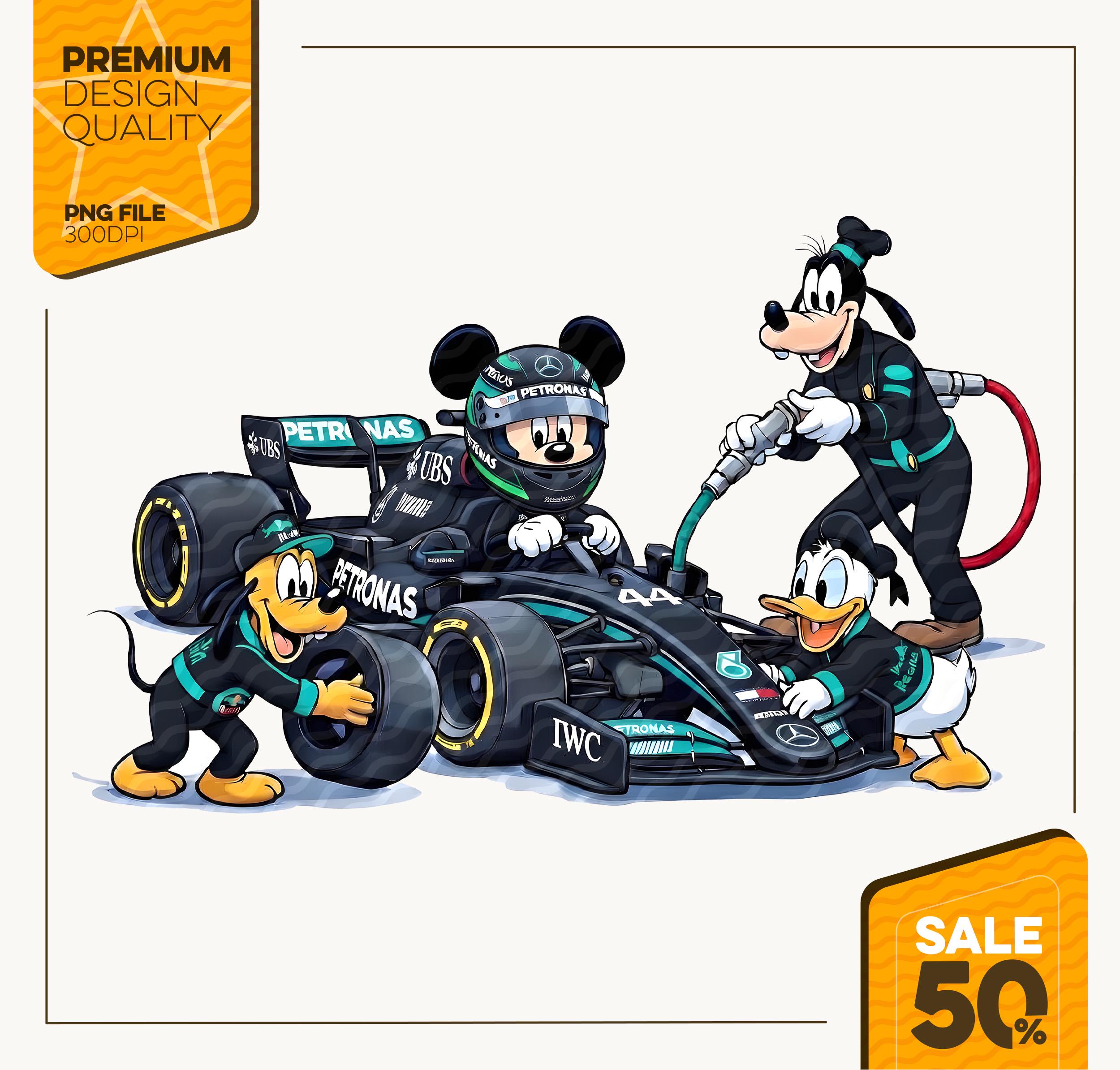 Mickey and Friends Racing Pit PNG | Disney F1 Formula Car Digital ...