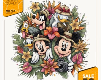 Disney Animal Kingdom Tropical PNG / Diseño de safari de Mickey y sus amigos / Imágenes prediseñadas a juego para la familia Disney / Diseño de vacaciones en WDW