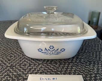 Vintage Pyrex Cornflower Casserole Dishes, Sauce Pans, Dutch Oven, and More!