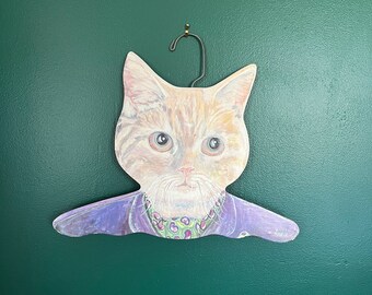 Vintage Annie Cat Hanger Wooden Animal Character Clothing Hanger