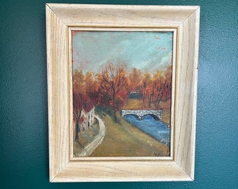 Vintage Oil On Canvas Original Autumn Landscape Artwork Signed