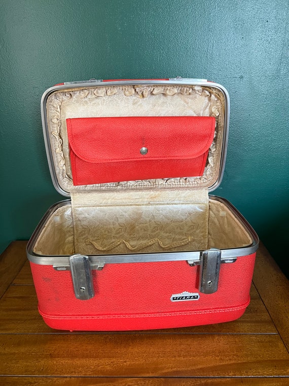 Vintage American Tourister Tiara Train Case Red R… - image 7