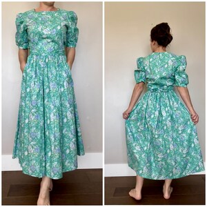 Vintage 1980’s Original Laura Ashley Dress Pastel Floral Cotton