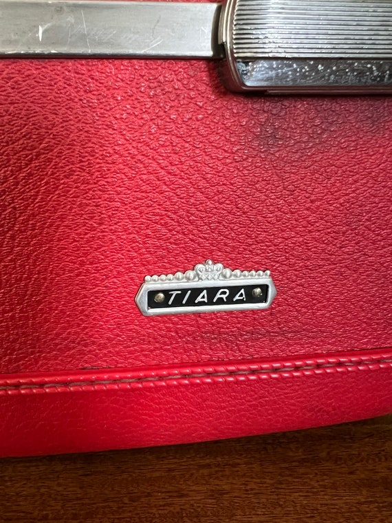 Vintage American Tourister Tiara Train Case Red R… - image 2