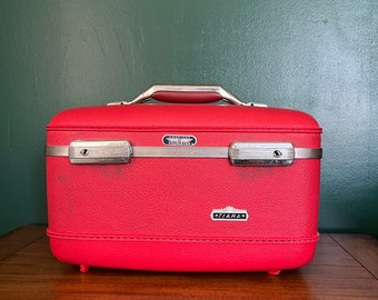 Vintage American Tourister Tiara Train Case Red Retro Mid Century Luggage