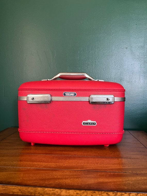 Vintage American Tourister Tiara Train Case Red R… - image 1