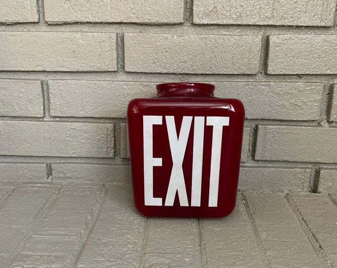 Vintage Glass Exit Sign Light Fixture Globe 40s 50s Retro MCM Etsy