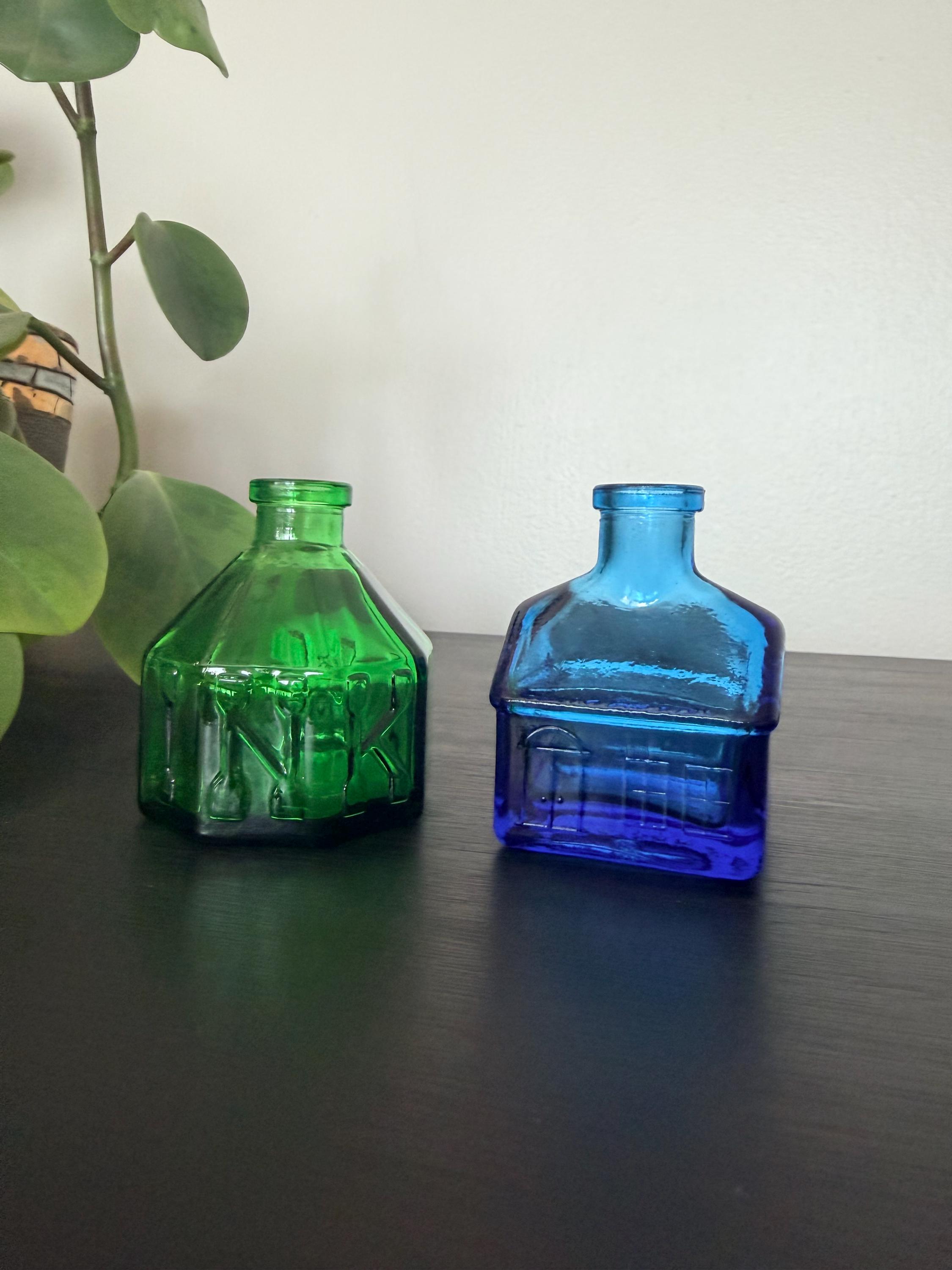 Blue Green Vintage Glass Bottles - Etsy