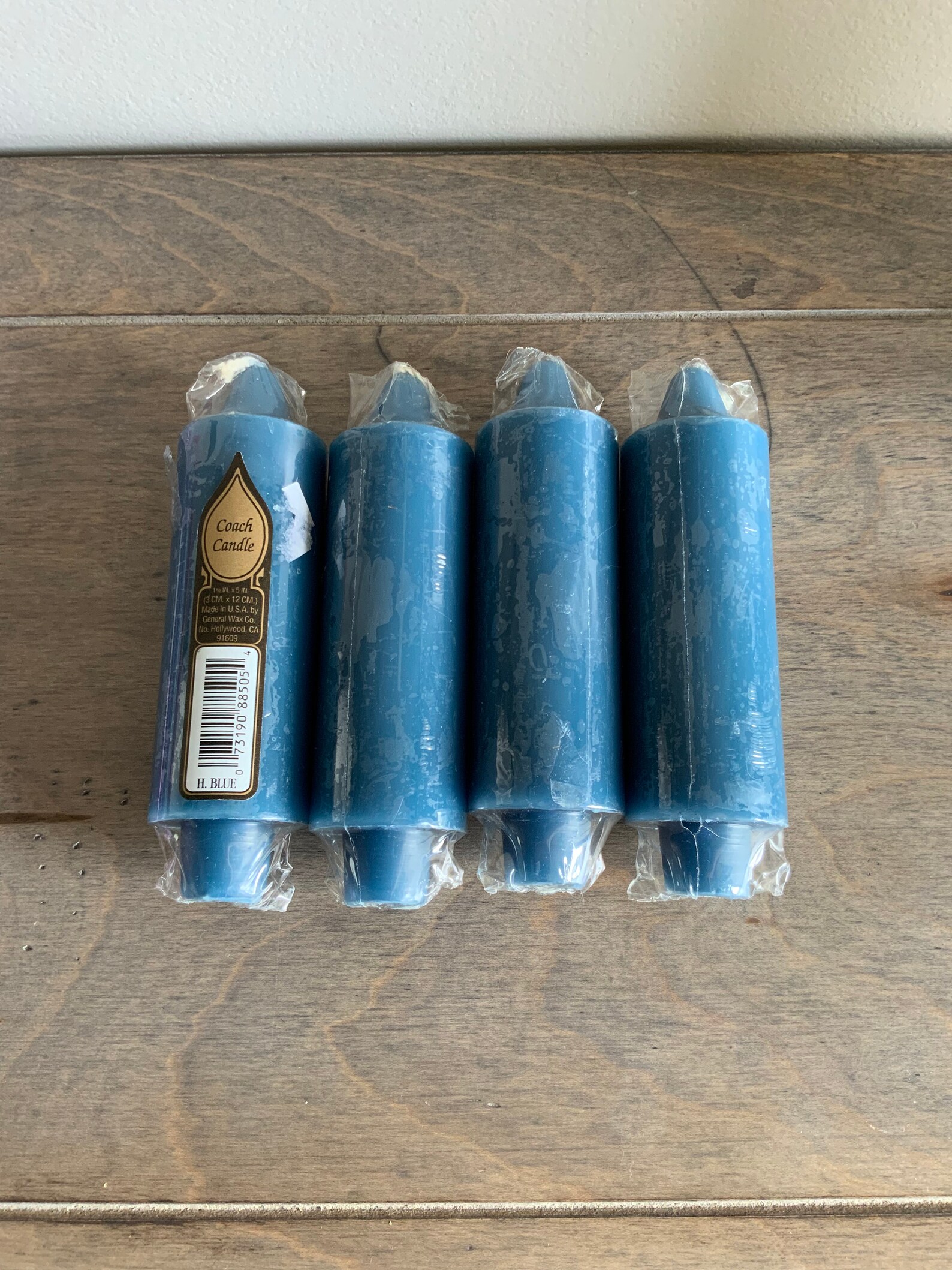 Set of 4 Blue Large Taper Candles Etsy