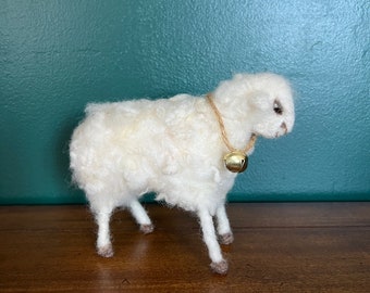 Vintage Handmade Wool Felted Sheep Plush Figurine