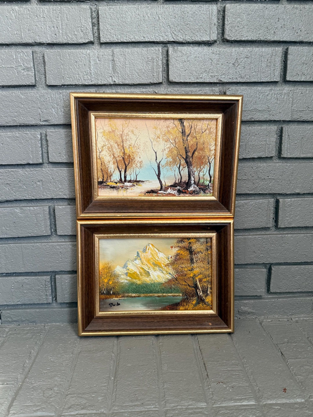 Vintage Pair Landscape Gold Wood Frame Oil Painting Gilded Frame — free download