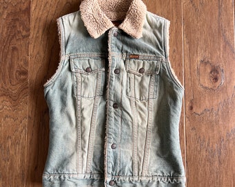 Vintage Y2K Sherpa Denim Vest