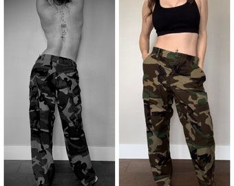 Vintage Cargo Pants Army Y2K Pants Army Surplus High Waisted Pants Streetwear 90s Clothing