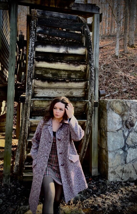 60s cocoon wool swing coat - french woven jacquard
