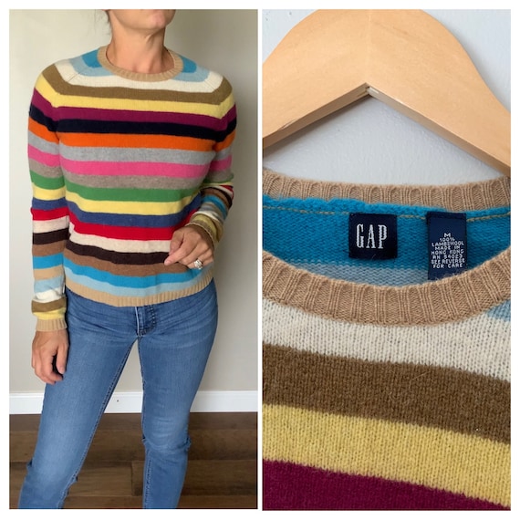 Vintage 2000's Gap Wool Sweater Multicolored Stripe Iconic Design
