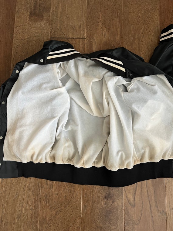 Vintage Levi’s Satin Jacket Black and White Emplo… - image 8