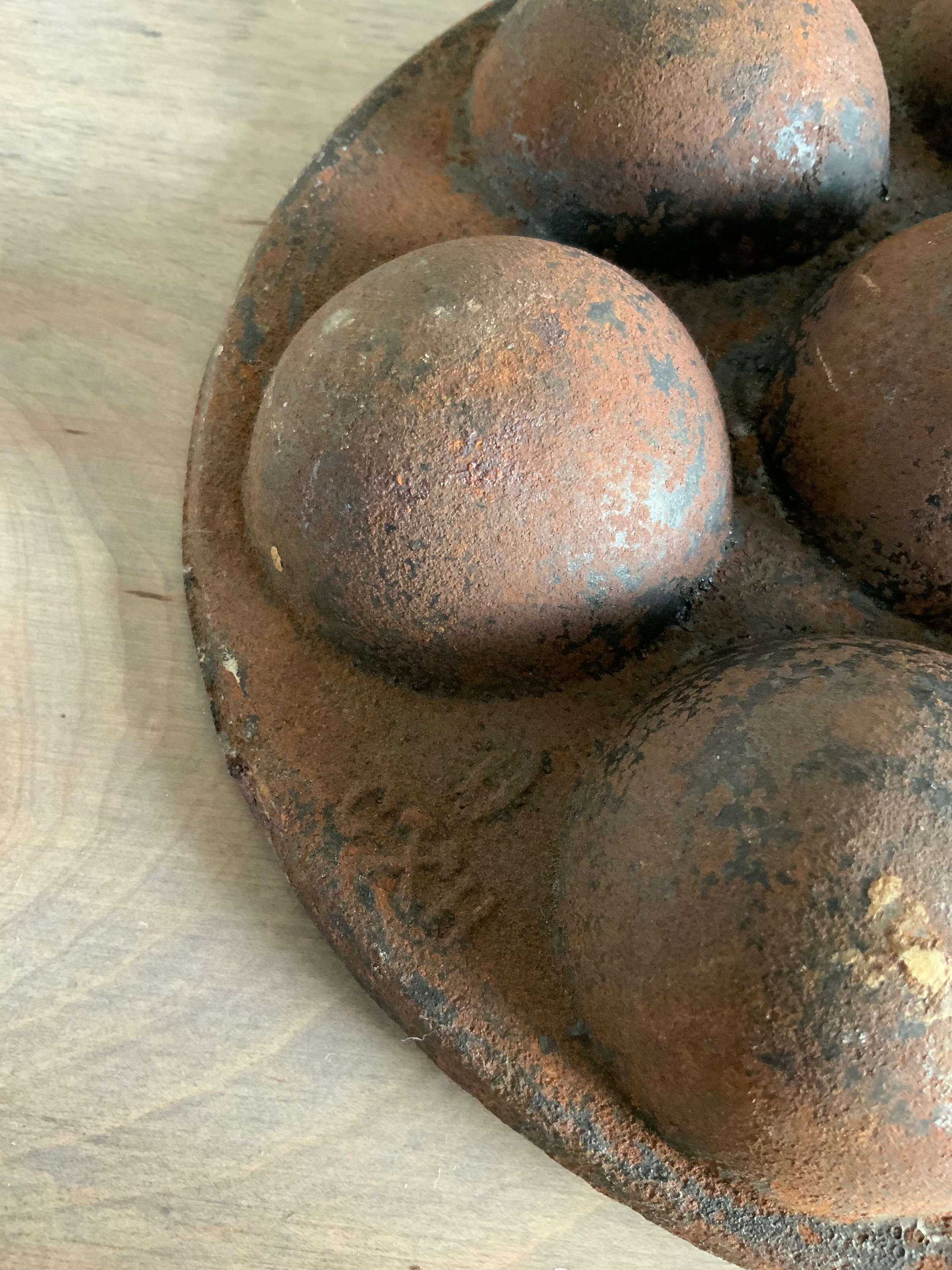 French Vintage Enameled Cast Iron Egg Pan Aebleskiver Etsy