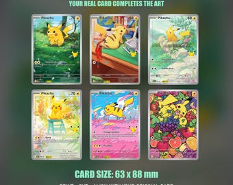 Pikachu 30th Anniversary Card Overlays, 30 Full Art Designs, Cricut Print Then Cut PNGs, A4 & US Letter PDFs