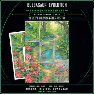 Bisasam, Bisaknosp, Bisaflor 151 Evolution Erweiterte Illustrationen | 9-Taschen-Ordner | Digitaler Download
