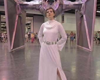 Princess Leia Cosplay Gown - Classic Senatorial White Dress with Silver Belt - Star Wars Inspired Formal Costume - Custom Galactic Royalty