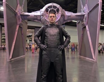 Men's Black Sith Knight Armor, Handmade Dark Force Warrior Outfit, Galactic Villain Cosplay Set, Premium Black Leather-Look Combat Suit