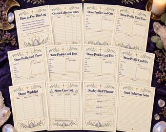 Crystal Collection Log Printable, Mineral Inventory Tracker, Gemstone Stone Cards, Display Shelf Planner